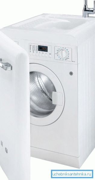 A new word in household appliances is a washing machine with a built-in sink. A new word in household appliances is a washing machine with a built-in sink.