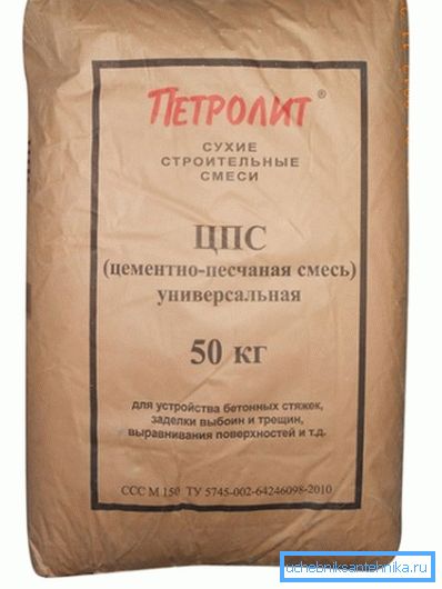 Sample cement-sand mixture