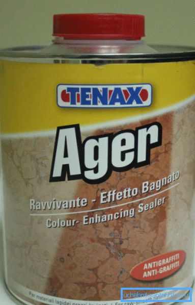 A sample of protective impregnation that is suitable for any kind of natural stone.