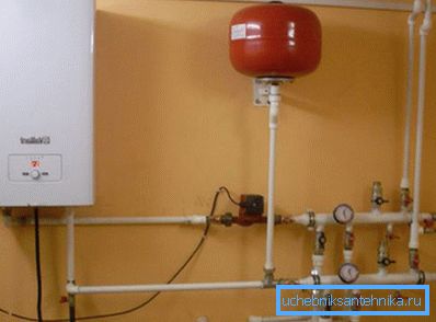 Binding of an electric boiler for heating with polypropylene pipes Binding of an electric boiler for heating with polypropylene pipes