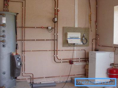 Strapping gas boiler heating copper pipes Strapping gas boiler heating copper pipes