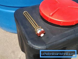 Usually for such barrels a standard heating element of low power is used, since this will significantly reduce costs, eliminate installation of additional security systems and increase the service life of the entire structure.