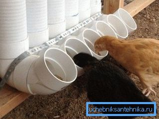 One of the options for poultry feeders from sewer pipes One of the options for poultry feeders from sewer pipes