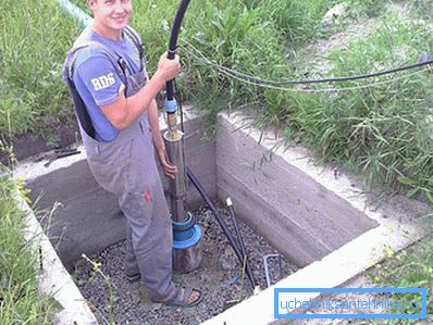 We lower the pump into the well We lower the pump into the well