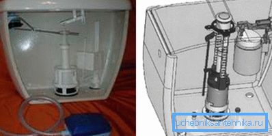 The peculiarity of this option is that the hose is supplied laterally at the top of the tank.