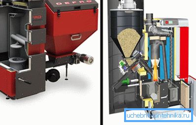 Heating boilers for pellets of combined and conventional type