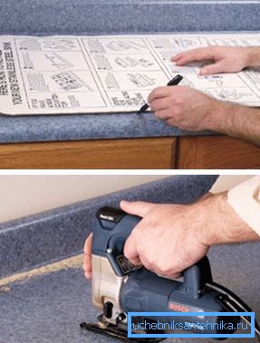 Reflects the process of marking and cutting holes. Reflects the process of marking and cutting holes.