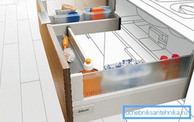 U-shaped box - an example of a successful solution to the problem of interference in the form of the bottom of the bowl.