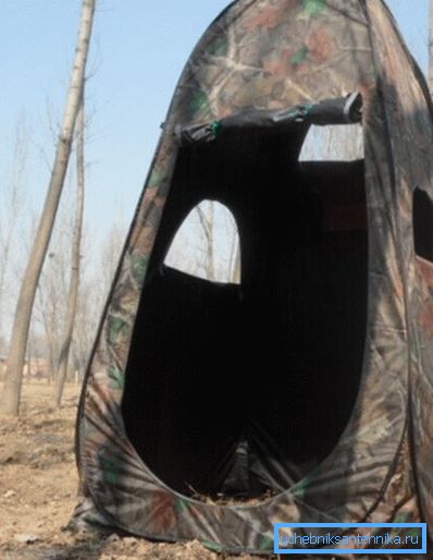 Tent under a shower or a toilet with windows Tent under a shower or a toilet with windows