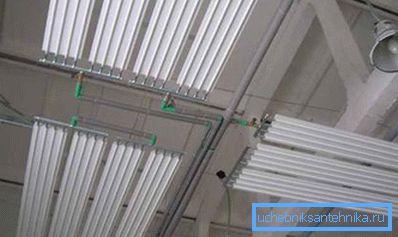 Infrared panels: heating on the ceiling.