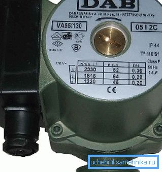 Pump parameters are usually indicated on its label.
