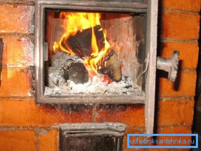 Stove heating in the country building Stove heating in the country building