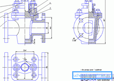 Before you is an assembly drawing of a cork continuous cast iron valve with the fixing of the gland by bolts.