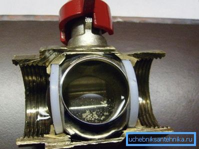 Shut-off ball valve in the cut Shut-off ball valve in the cut