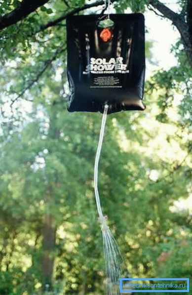 Portable camping shower in action Portable camping shower in action
