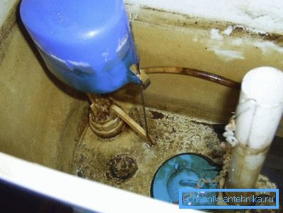 Poor water in the toilet because of its failure