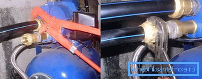 We connect the pipe to the pumping station. We connect the pipe to the pumping station.