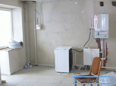 Connecting the furnace with a flexible hose. Connecting the furnace with a flexible hose.