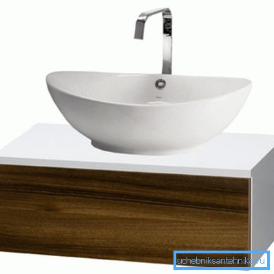 Suspended sink with cabinet, made in a minimalist style Suspended sink with cabinet, made in a minimalist style
