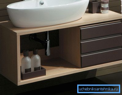Suspended pedestal for the sink, made of MDF Suspended pedestal for the sink, made of MDF