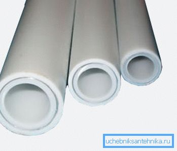 Polypropylene pipe with an aluminum reinforcing layer. Polypropylene pipe with an aluminum reinforcing layer.