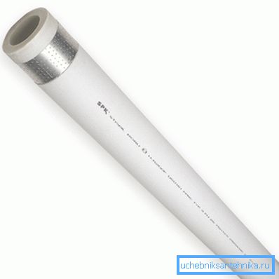 Polypropylene pipe with aluminum foil reinforcement. Polypropylene pipe with aluminum foil reinforcement.