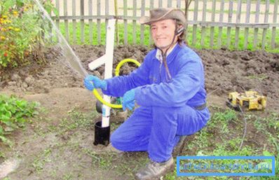 Watering the garden from the well Watering the garden from the well