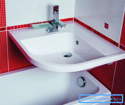 Full-size sink over the bathroom in a small bathroom Full-size sink over the bathroom in a small bathroom