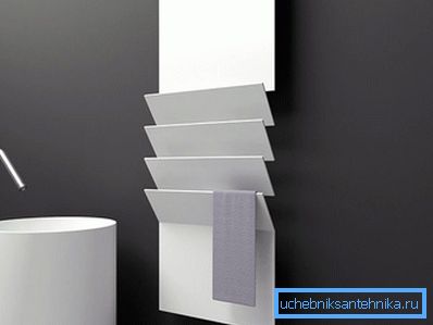 Heated towel rail with flat ribs