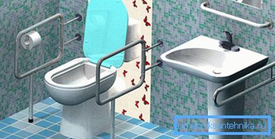 Handrail for the toilet for the disabled increases the comfort of using the toilet Handrail for the toilet for the disabled increases the comfort of using the toilet