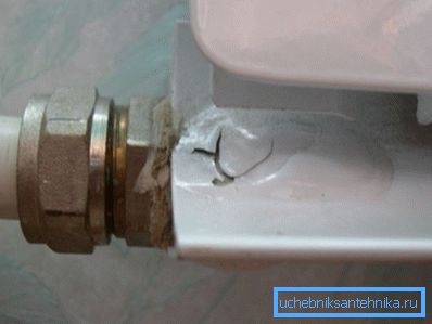 Consequences of water hammer in the heating system