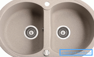 Practical sink with two bowls of artificial stone.