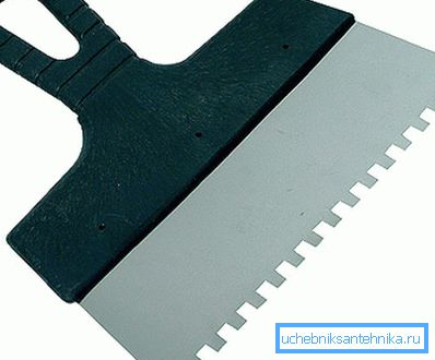 Example of a notched trowel