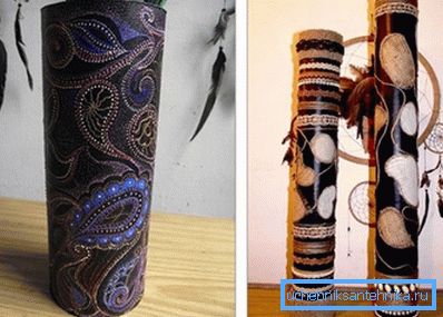 Examples of vases of cardboard tubes