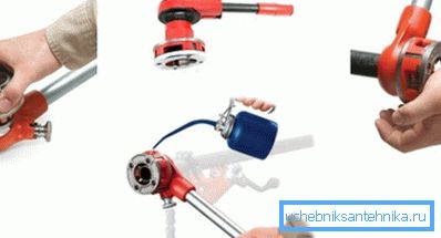 The principle of making the external cutting by hand, using a die and a special driver The principle of making the external cutting by hand, using a die and a special driver