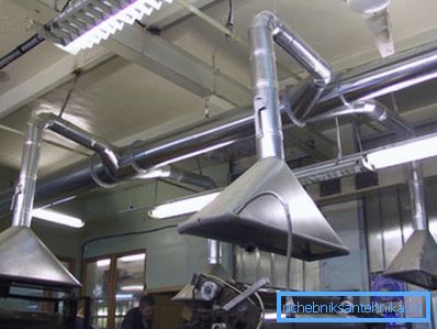 Forced industrial ventilation and air conditioning with umbrellas of local exhaust Forced industrial ventilation and air conditioning with umbrellas of local exhaust