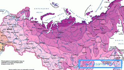 Duration of the heating season: distribution on the map of the country. Duration of the heating season: distribution on the map of the country.