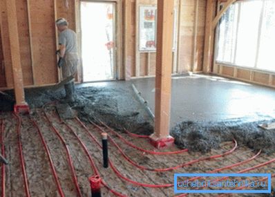 Laying of heating pipes in the floor of cement Laying of heating pipes in the floor of cement