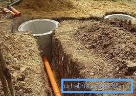 Laying the pipe to the septic tank