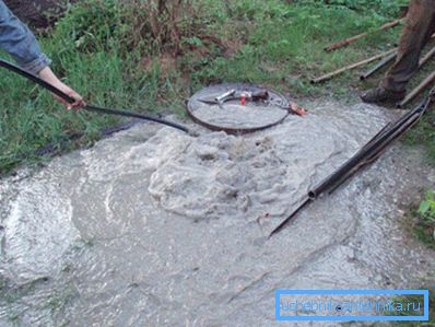Work on cleaning the well on a country site Work on cleaning the well on a country site