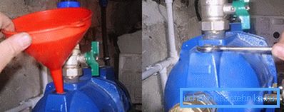The working space of the pump is filled with water. The working space of the pump is filled with water.