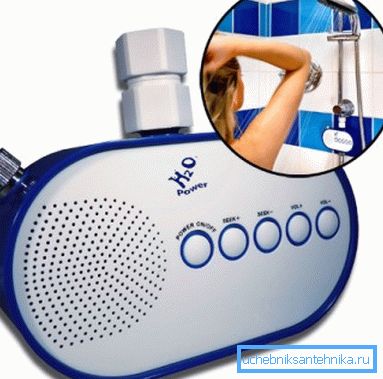 Radio for the shower running on the water
