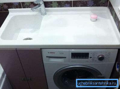 Sinks above the washing machine with a tabletop, made as one element, should provide for a curb along the wall to protect against moisture and a hole for the installation of the mixer