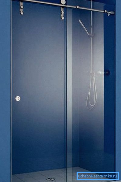 Sliding glass door for a shower 80 by 200 mm with a top hanger Sliding glass door for a shower 80 by 200 mm with a top hanger