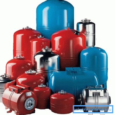 Various types of hydroaccumulators. Various types of hydroaccumulators.