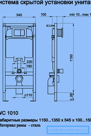The size of the installation for a suspended toilet depends on its type. The size of the installation for a suspended toilet depends on its type.