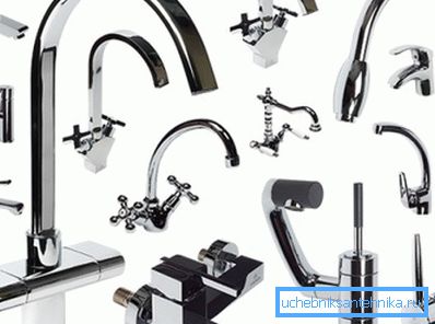 A variety of kitchen faucets