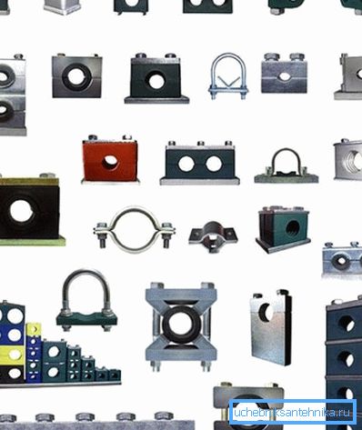 Varieties of clamps that can be used when mounting various systems based on pipes Varieties of clamps that can be used when mounting various systems based on pipes