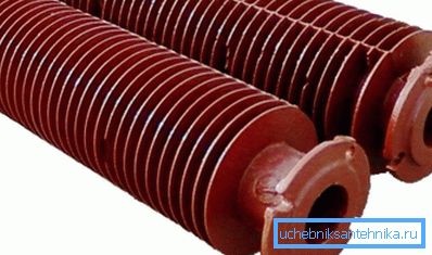 Finned tubes for cast iron registers. Finned tubes for cast iron registers.