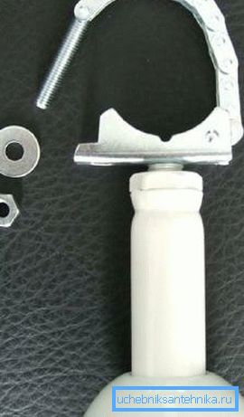 Adjustable foot for the radiator.